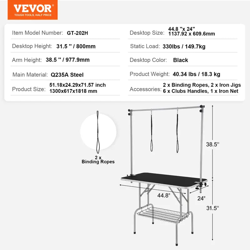 Petovia Heavy-Duty 46" Foldable Pet Grooming Table