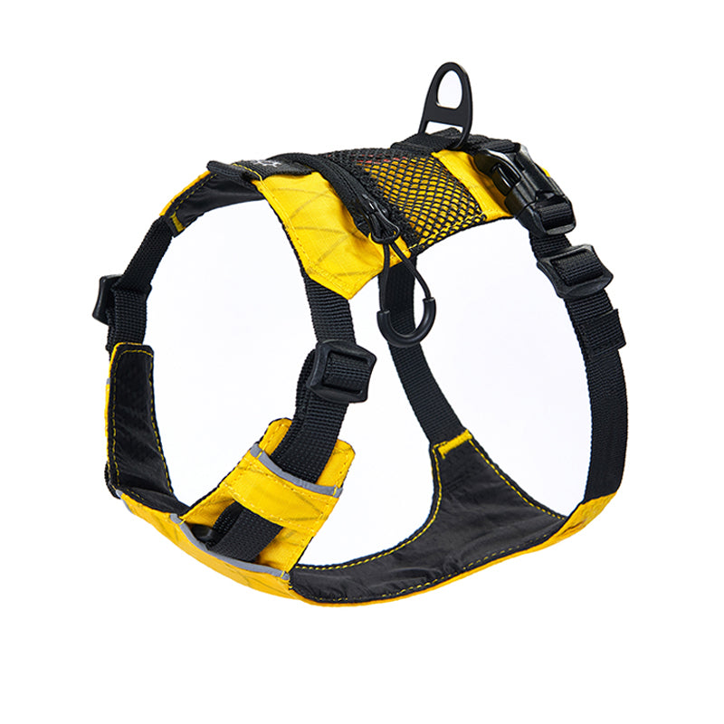 reflective waterproof dog harness in yellow for outdoor adventures and safety